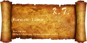 Kuncze Timur névjegykártya